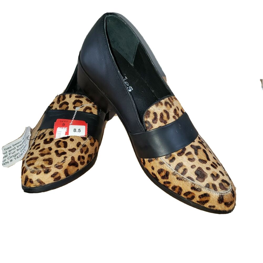 Charles By Charles David Genuine Calf Hair Leopard Print Loafer  New -Size 8.5 M